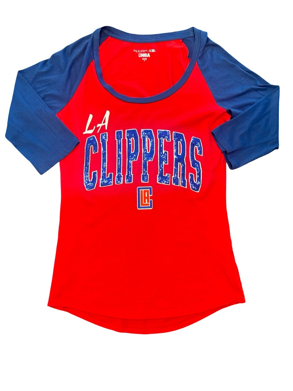 5th & Ocean NBA LA Clippers Sequin bling Raglan Tee Y2K early 2000 fan girl M